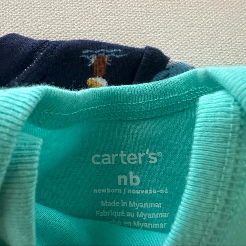 Carter’s Newborn Baby Boy 2-pk Rompers Nautical Whale Shark Spring Summer